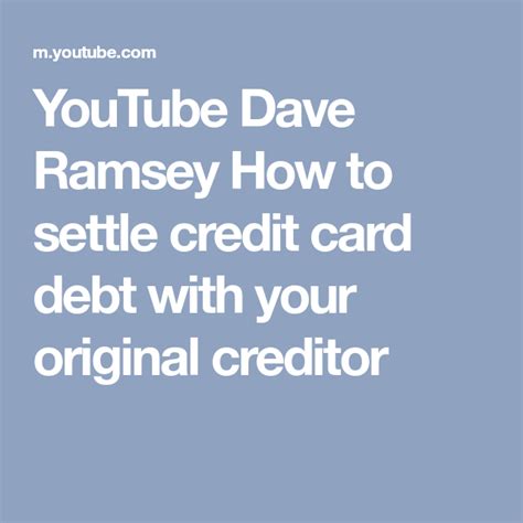 dave ramsey credit card settlement